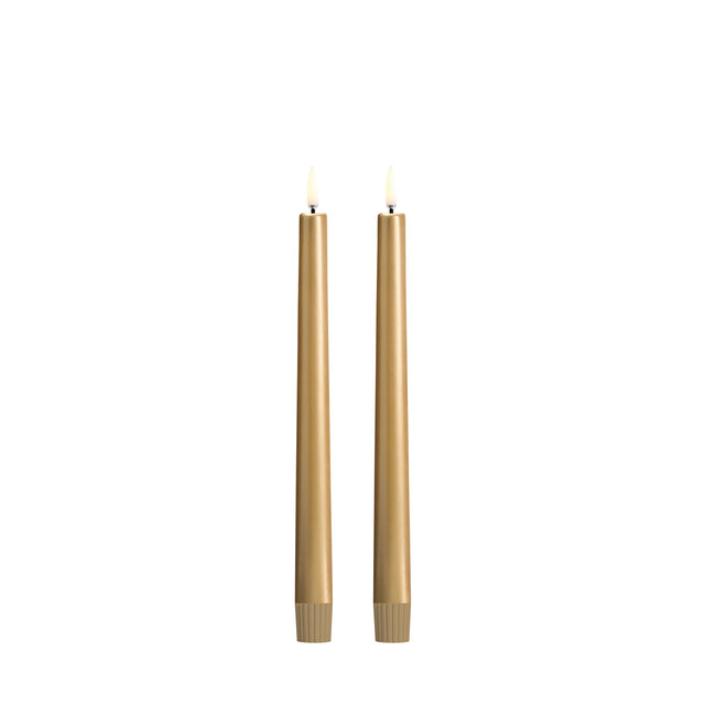 LED Stabkerzen 2er-Set 2,3 x 25 cm Gold Finish von Uyuni
