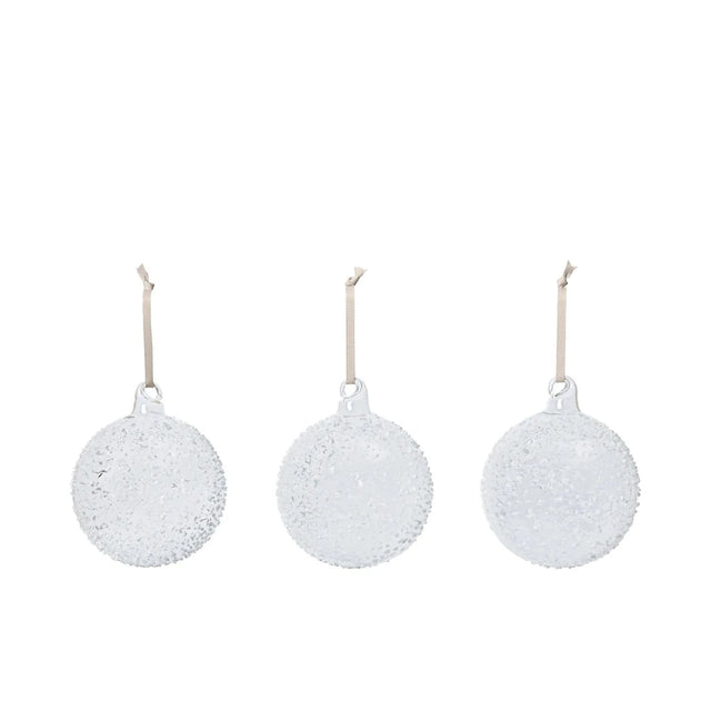 ferm LIVING Flurry Christbaumkugeln L Weiß – große weiße Christbaumkugeln aus Glas