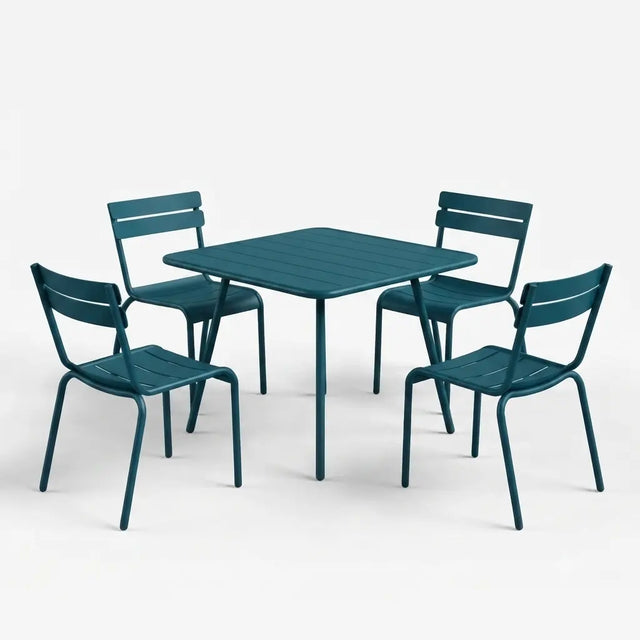 Fermob Luxembourg Gartenmöbelset Acapulcoblau, Tisch und 4 Stühle - Fermob