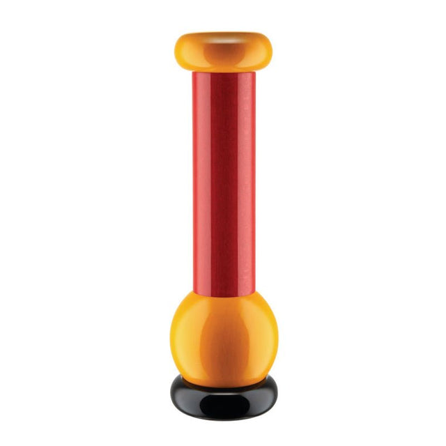 Alessi Twergi Gewürzmühle groß in Rot, Gelb und Schwarz, Pfeffermühle von Ettore Sottsass
