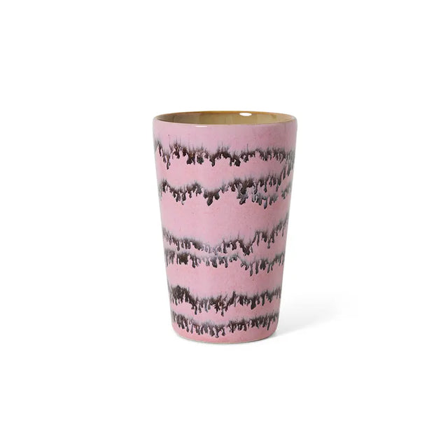 HKliving Teebecher 70s Ceramics Bubble – rosa Teetasse groß, Steinzeug mit dunklem Glasurverlauf