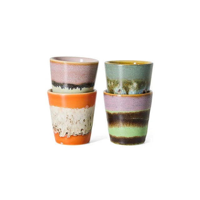 Ristretto Tassen 4er-Set Nostalgia gestapelt - 70s Ceramics HKliving - DesignWe.Love