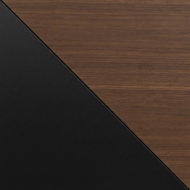 Farbmuster String Wohnzimmer Set Walnuss mit Bodenleiter Schwarz