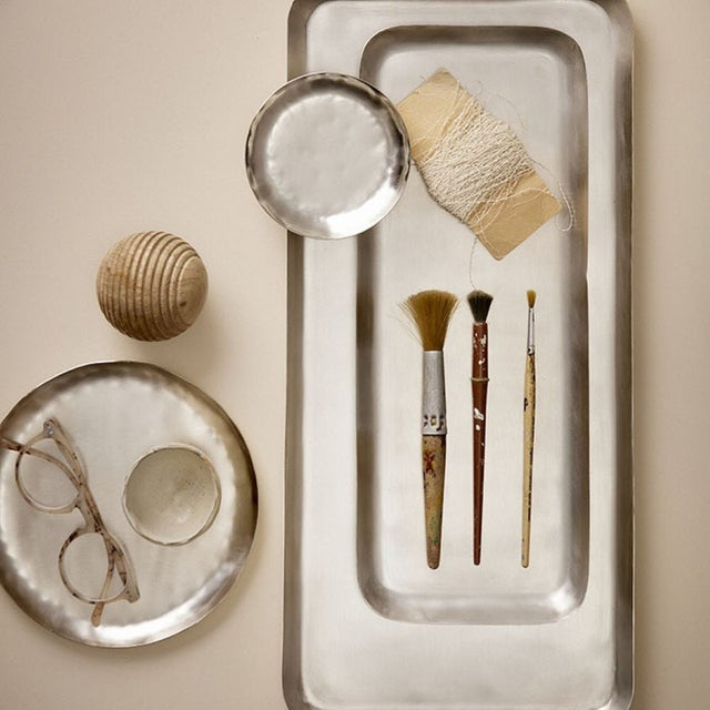 Tablett Ankit Tray rechteckig Silber - Bungalow DK - DesignWe.Love