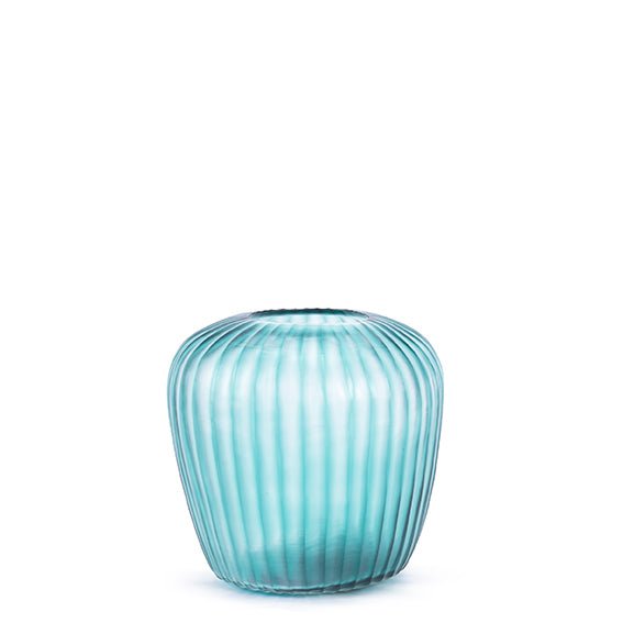 Guaxs Vase Melrose M in Petrol – handgeschliffene Glasvase, Höhe 22 cm