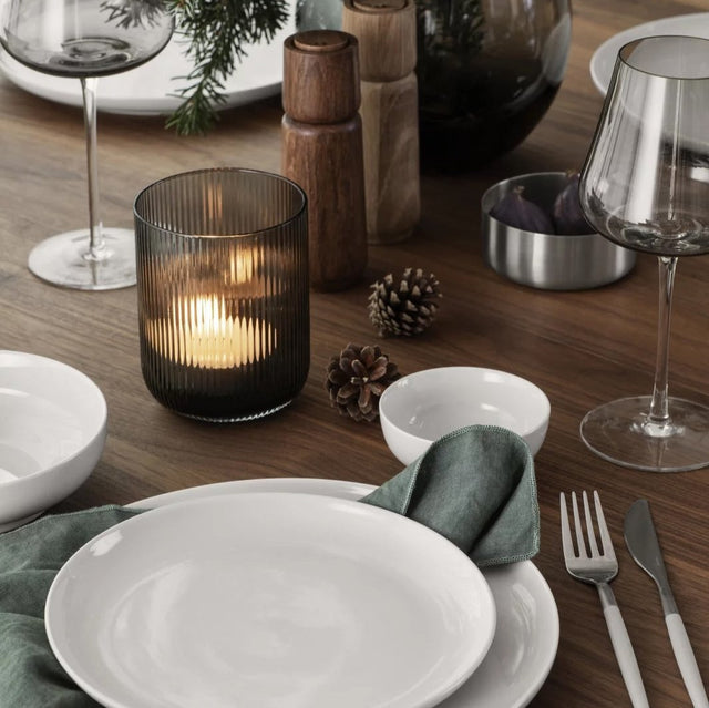 Blomus VEN Windlicht Größe M – Glaszylinder Riffeloptik