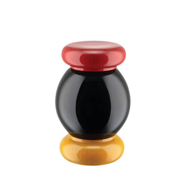 Alessi Twergi Gewürzmühle klein in Rot, Gelb und Schwarz, Pfeffermühle von Ettore Sottsass