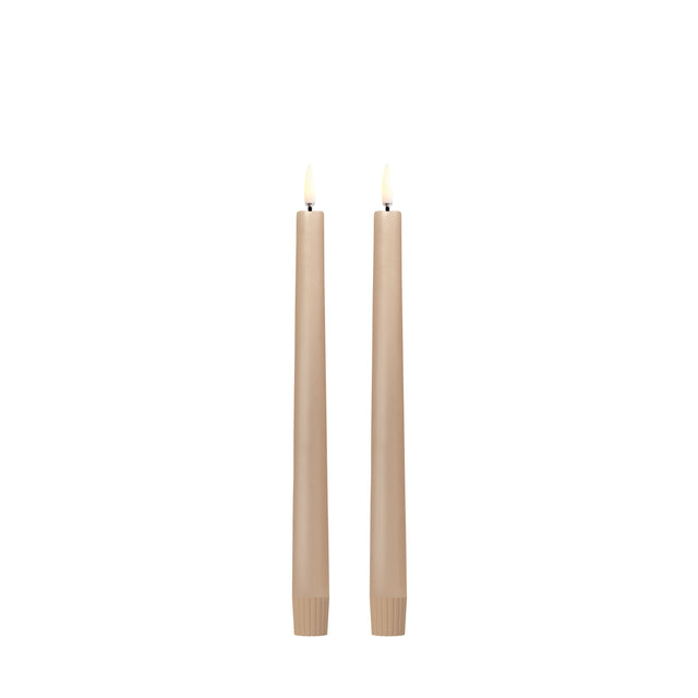 LED Stabkerzen 2er-Set 2,3 x 25 cm Beige von Uyuni