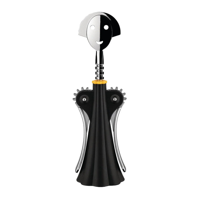 Alessi Korkenzieher Anna G. in Schwarz mit verchromtem Zamak, Design Alessandro Mendini