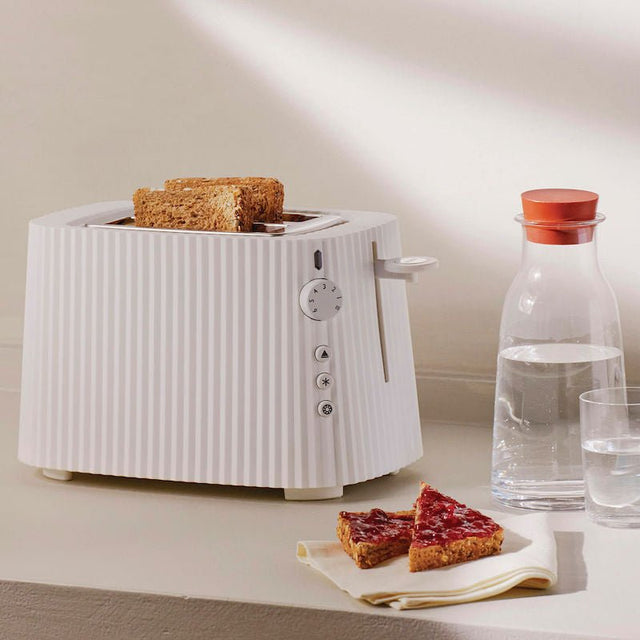 Alessi Plissé Toaster Weiß, Design-Toaster 2 Scheiben von Michele De Lucchi