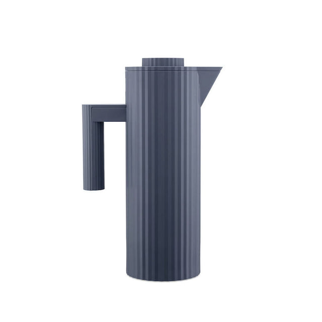 Alessi Plissé Thermoskanne in Grau, 1 Liter, Design von Michele De Lucchi