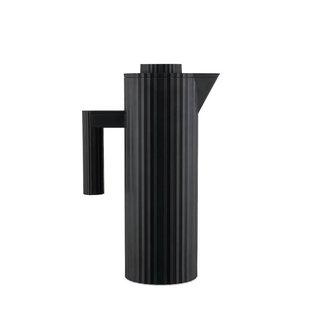 Alessi Plissé Thermoskanne in Schwarz, 1 Liter, Design von Michele De Lucchi