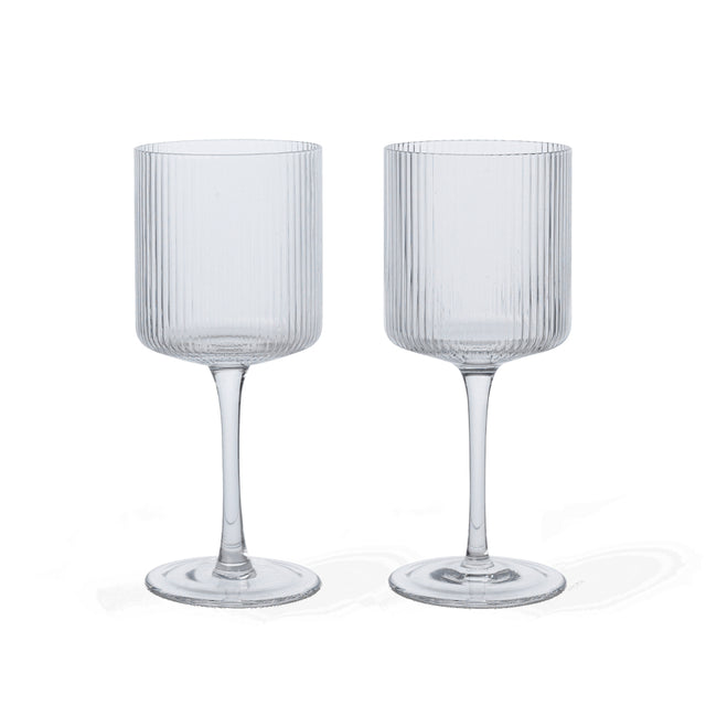 Geriffelte Weißweingläser Ripple klar im 2er Set von ferm LIVING