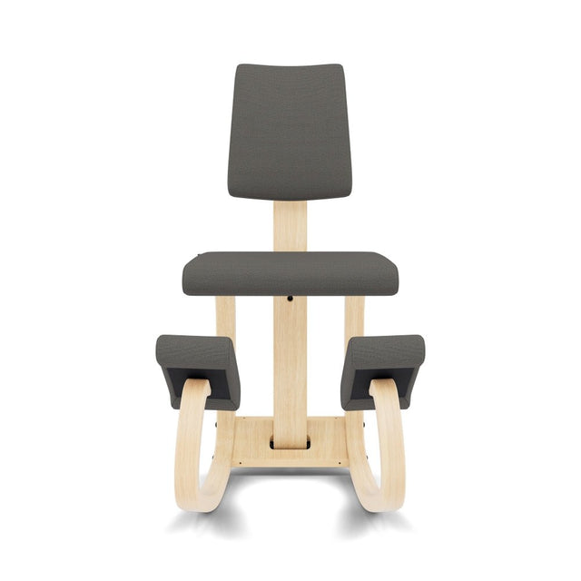 Varier Kniestuhl Variable Plus mit Rückenlehne, Holzfarbe Esche natur, Bezug Grau (Revive 164) – Ansicht 3