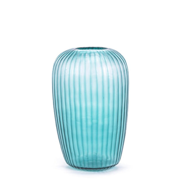Guaxs Vase Melrose L in Petrol – mundgeblasene Glasvase, Höhe 31 cm