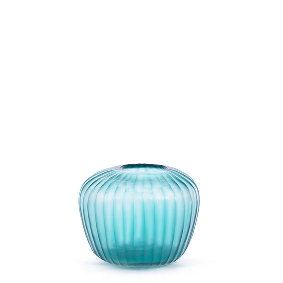 Guaxs Vase Melrose S in Petrol – bauchige Glasvase, Höhe 15 cm